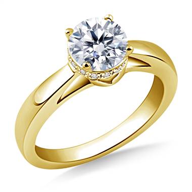 Side Halo Diamond Engagement Ring in 14K Yellow Gold