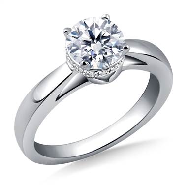 Side Halo Diamond Engagement Ring in 18K White Gold