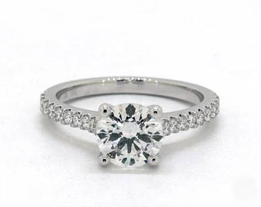 Side-Stone Split-Prong Cathedral Basket Engagement Ring in Platinum 4mm Width Band (Setting Price)