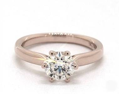 Simple Flat Shank 6-Prong Solitaire Engagement Ring in 14K Rose Gold 2.50mm Width Band (Setting Price)