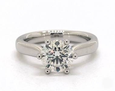 Simple Flat Shank 6-Prong Solitaire Engagement Ring in Platinum 2.50mm Width Band (Setting Price)