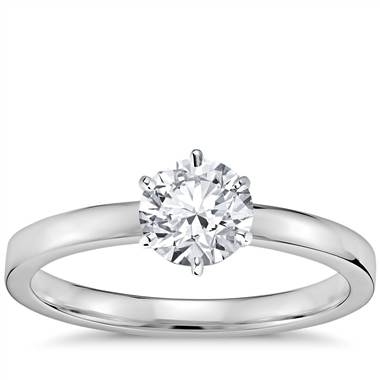 Six-Prong Low Dome Comfort Fit Solitaire Engagement Ring in 14k White Gold (2mm)