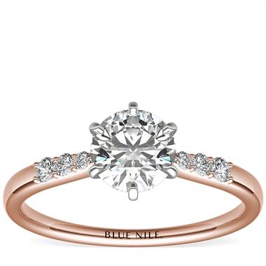 Six-Prong Petite Diamond Engagement Ring in 14k Rose Gold (1/10 ct. tw.)