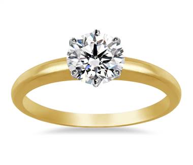 Six Prong Solitaire Diamond Engagement Ring in 14K Yellow Gold (2.0 mm)