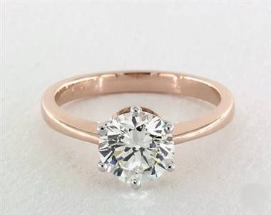 Six Prong Wire Basket Solitaire Engagement Ring in 14K Rose Gold 4mm Width Band (Setting Price)