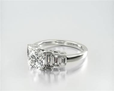 Six Side Stone Baguette Engagement Ring in Platinum 2.00mm Width Band (Setting Price)