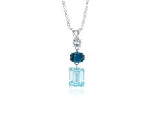 Sky Blue Topaz, London Blue Topaz and White Sapphire Tower Pendant In Sterling Silver | Blue Nile