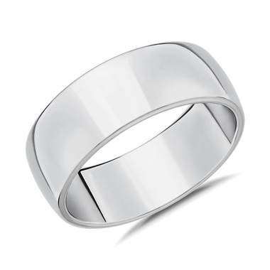 "Skyline Comfort Fit Wedding Ring in 14k White Gold (8mm)"
