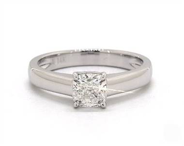 Sleek Cross-Prong Tapered Solitaire Engagement Ring in 14K White Gold 4mm Width Band (Setting Price)