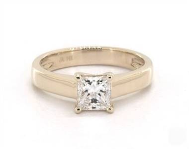 Sleek Cross-Prong Tapered Solitaire Engagement Ring in 14K Yellow Gold 4mm Width Band (Setting Price)
