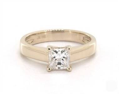 Sleek Cross-Prong Tapered Solitaire Engagement Ring in 18K Yellow Gold 4mm Width Band (Setting Price)