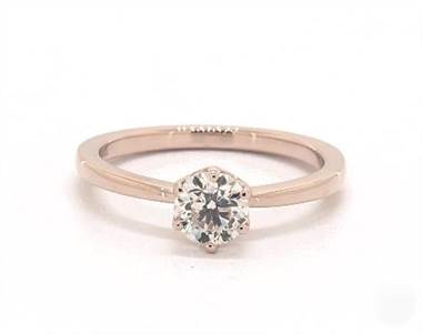 Sleek Crown Basket Solitaire Engagement Ring in 14K Rose Gold 4mm Width Band (Setting Price)