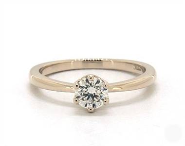 Sleek Crown Basket Solitaire Engagement Ring in 14K Yellow Gold 4mm Width Band (Setting Price)