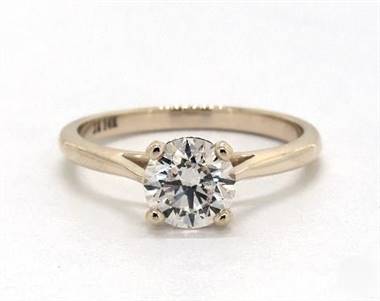 Sleek Four-Prong Solitaire Engagement Ring in 14K Yellow Gold 1.90mm Width Band (Setting Price)