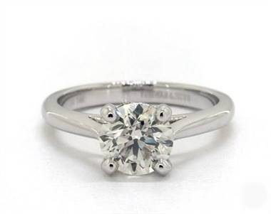 Sleek Four-Prong Solitaire Engagement Ring in Platinum 1.90mm Width Band (Setting Price)