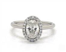 Sleek Oval Pave Halo Engagement Ring in 14K White Gold 1.80mm Width Band (Setting Price) | James Allen
