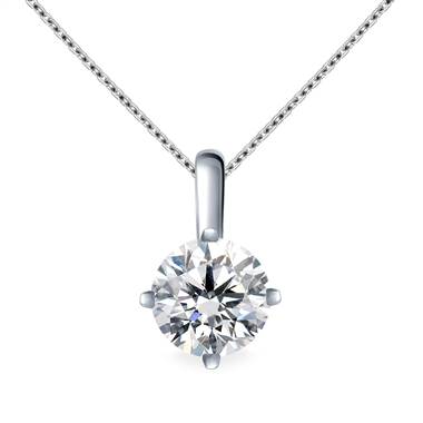 Slim Bail Round Diamond Solitaire Pendant in 14K White Gold