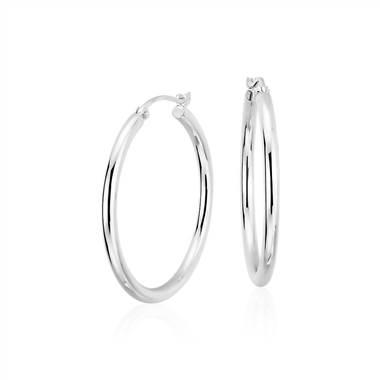 "Small Hoop Earrings in Platinum (1")"