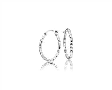 Small Shimmer Cut Hoop Earrings In Platinum