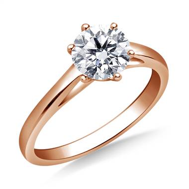 Solitaire Cathedral Engagement Ring Mounting in 14K Rose Gold