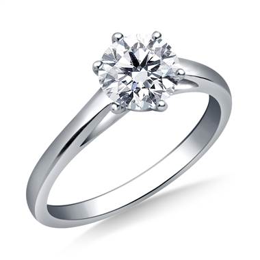 Solitaire Cathedral Engagement Ring Mounting in 14K White Gold