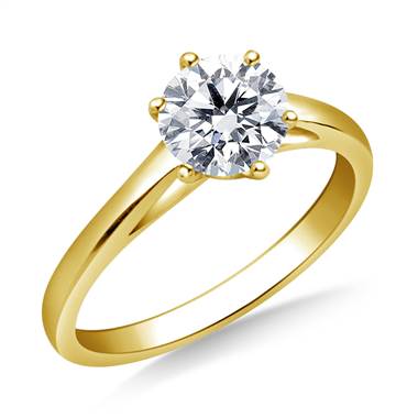 Solitaire Cathedral Engagement Ring Mounting in 14K Yellow Gold
