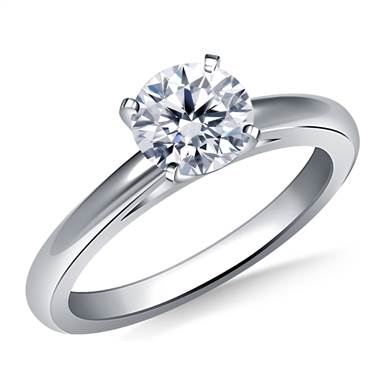 Solitaire Cathedral Engagement Ring Mounting Low Dome in 14K White Gold (2.0 mm)