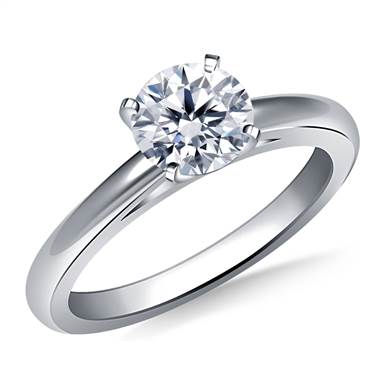 Solitaire Cathedral Engagement Ring Mounting Low Dome in 18K White Gold (2.0 mm)