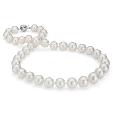 "South Sea Cultured Pearl Strand Necklace in 18k White Gold (10-12.2mm)"