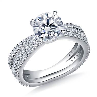 Split Shank Diamond Engagement Ring with Matching Band in 14K White Gold (1.00 cttw.)