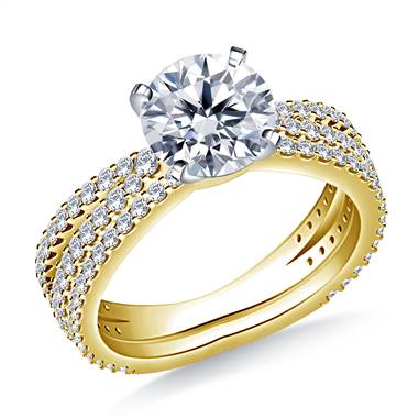 Split Shank Diamond Engagement Ring with Matching Band in 14K Yellow Gold (1.00 cttw.)