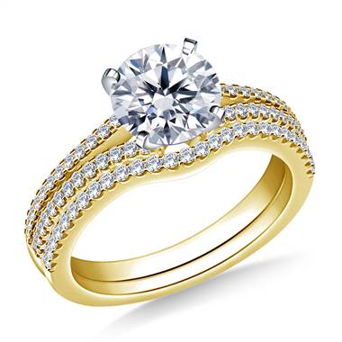 Split Shank Diamond Engagement Ring with Matching Band in 14K Yellow Gold (3/8 cttw.)