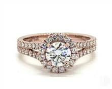 Split Shank Halo Pave 1.03ctw Engagement Ring in 14K Rose Gold 3.20mm Width Band (Setting Price) | James Allen