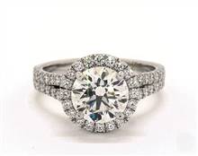 Split Shank Halo Pave 1.03ctw Engagement Ring in 18K White Gold 3.20mm Width Band (Setting Price) | James Allen