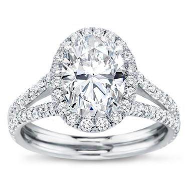 Split Shank Halo Setting for Oval Diamond