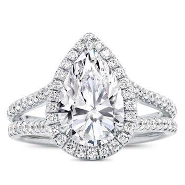 Split Shank Halo Setting For Pear Shape Diamond