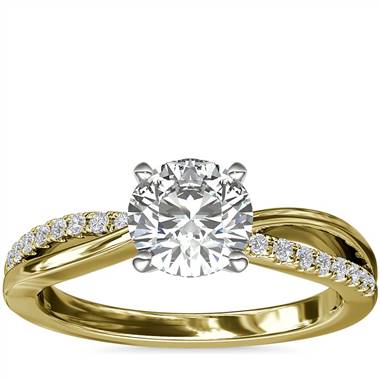 Split Shank Pave and Plain Shank Diamond Engagement Ring in 14k Yellow Gold (1/10 ct. tw.)