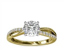 Split Shank Pave and Plain Shank Diamond Engagement Ring In 14k Yellow Gold (1/10 ct. tw.) | Blue Nile