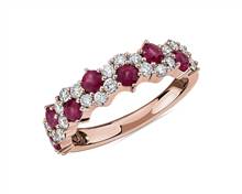 Staggered Ruby and Diamond Ring In 14k Rose Gold | Blue Nile