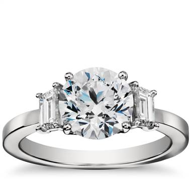Step Cut Trapezoid Diamond Engagement Ring in Platinum (1/2 ct. tw.)