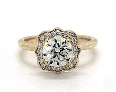 Striking Vintage Halo Engagement Ring in 18K Yellow Gold 2.00mm Width Band (Setting Price)