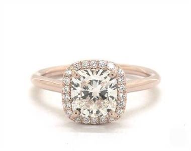 Stunning Cushion Halo .12ctw Engagement Ring in 14K Rose Gold 1.80mm Width Band (Setting Price)