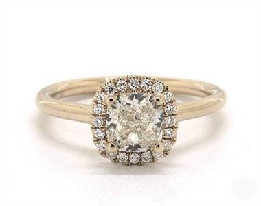 Stunning Cushion Halo .12ctw Engagement Ring in 14K Yellow Gold 1.80mm Width Band (Setting Price)