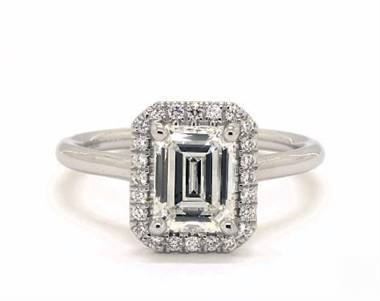 Stunning Cushion Halo .12ctw Engagement Ring in Platinum 1.80mm Width Band (Setting Price)