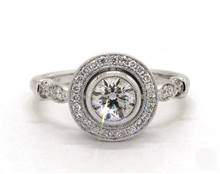 Stunning Milgrain Bezel Halo Engagement Ring in 18K White Gold 4mm Width Band (Setting Price) | James Allen