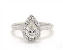Stunning Pear Halo Solitaire Engagement Ring in 14K White Gold 1.80mm Width Band (Setting Price) | James Allen