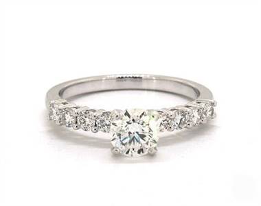 Stunning Prong-Set .5ctw Diamond Engagement Ring in 2.2mm 14K White Gold (Setting Price)