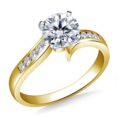 Swirl Channel Set Diamond Engagement in 14K Yellow Gold (1/6 cttw.)