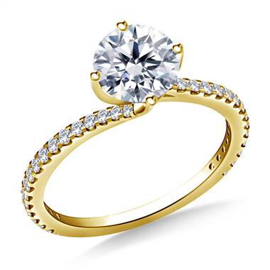 Swirl Style Solitaire Engagement Ring in 14K Yellow Gold