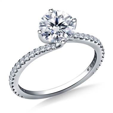 Swirl Style Solitaire Engagement Ring in Platinum